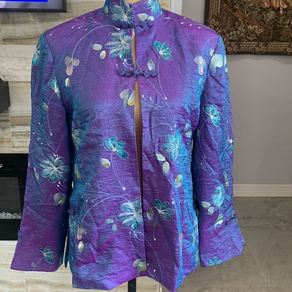 Elaine Collection Purple Silk Open Front Jacket. Size S (855) - Picture 2 of 9